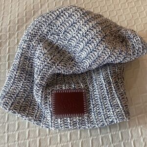 Love Your Melon Navy and White Marled Knit Beanie